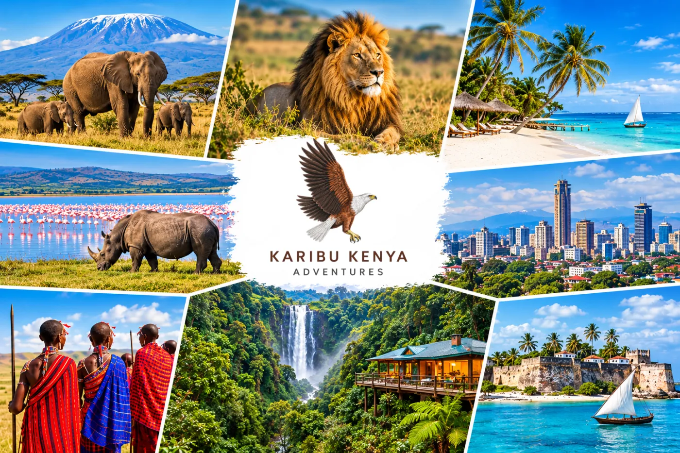 Karibu Kenya Adventures, from Kilimanjaro and the Mara to the coast, Nairobi, and the forest.
