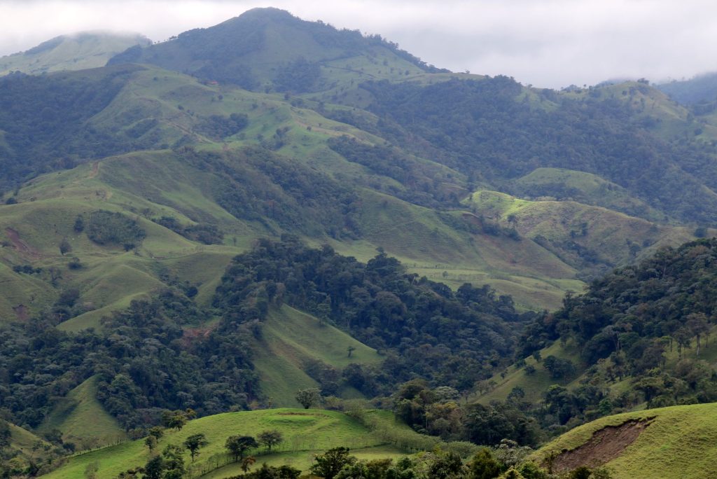 Scenic view of the verdant hills and lush forests of Monte Verde, Costa Rica.